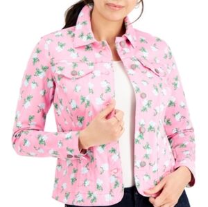 Charter Club Pink Bubblebat Multi Denim Jacket Suze XL, Made for Macy's